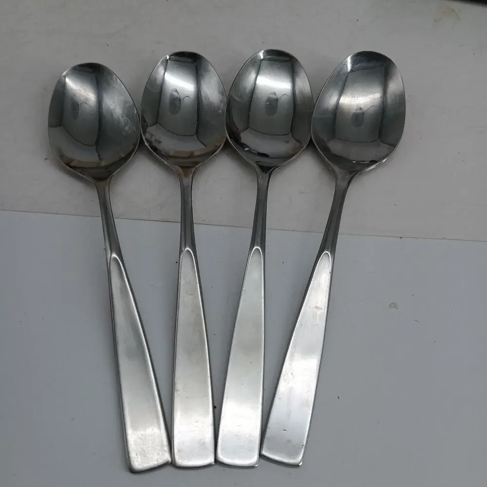 4X Tbsp Rogers Stanley Roberts Stainless Steel Flatware ALLISON Oval Soup Spoons
